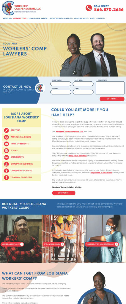 Lead Gen & SEO Home Page Copy for Worker's Comp Law Firm